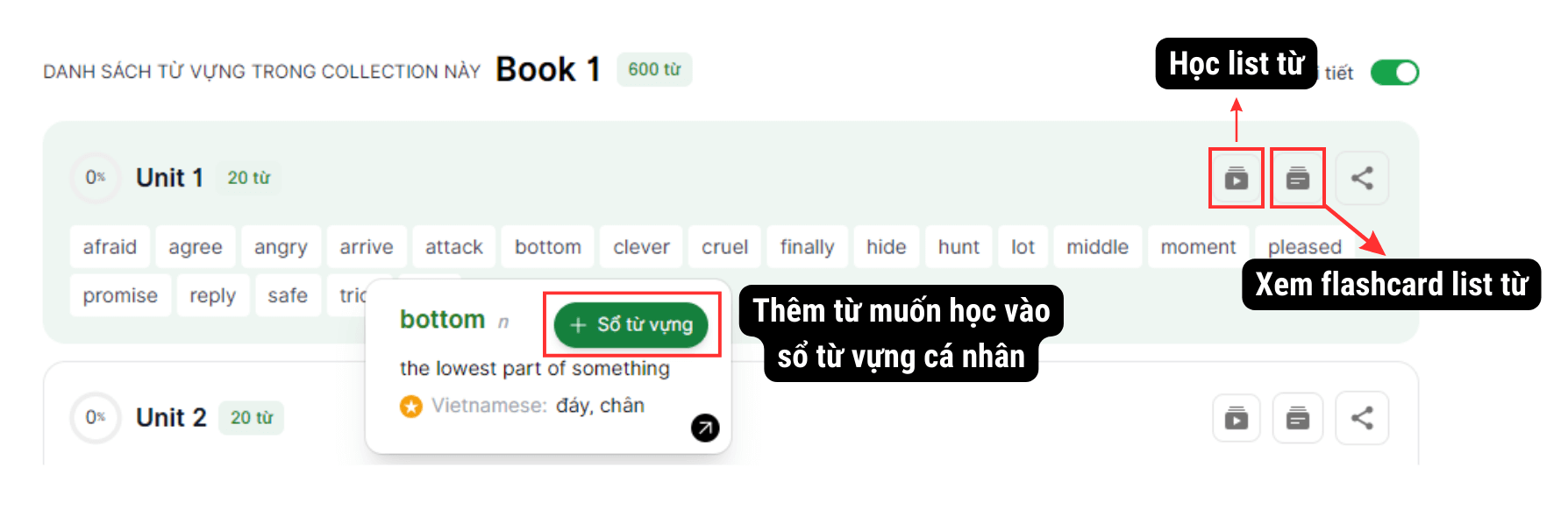 Với mỗi set từ trên azVocab